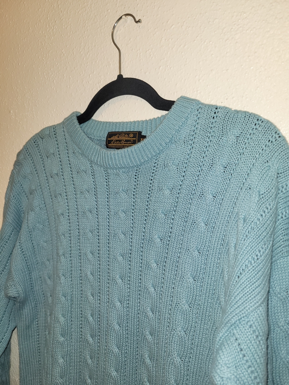 Eddie Bauer Vintage 100% Cotton Cable Knit Crewneck Sweater Mens Medium - Picture 3 of 6